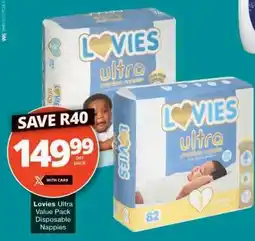 Checkers LOVIES ULTRA VALUE PACK DISPOSABLE NAPPIES offer