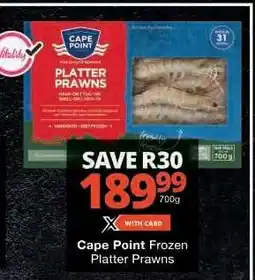 Checkers Cape Point Frozen Platter Prawns offer