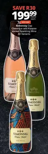 Checkers Simonsig Cap Classique and Kaapse Vonkel Sparkling Wine offer