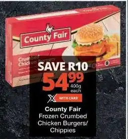 Checkers County Fair Frozen Crumbed Chicken Burgers/Chippies offer