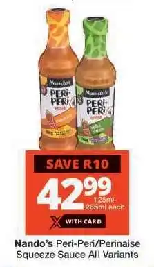 Checkers Nando's Peri-Peri/Perinaise Squeeze Sauce offer