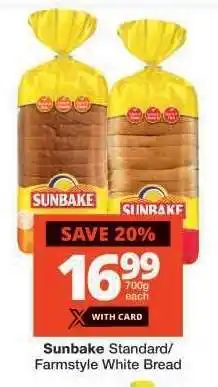 Checkers Sunbake Standard/Farmstyle White Bread offer