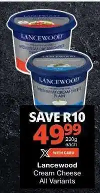 Checkers Lancewood Cream Cheese offer