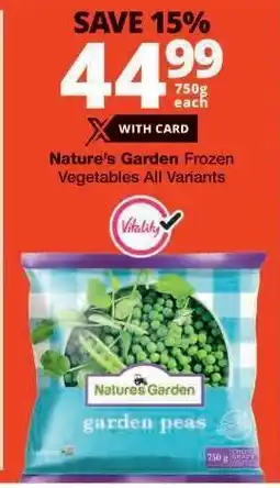 Checkers Nature's Garden Frozen Vegetables All Variants offer