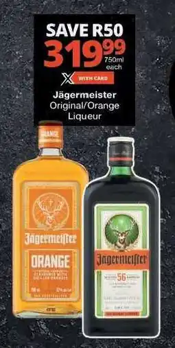 Checkers Jägermeister Original/Orange Liqueur offer