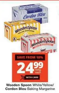 Checkers Wooden Spoon White/Yellow/Cordon Bleu Baking Margarine offer