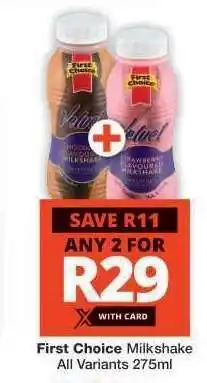 Checkers First Choice Milkshake offer