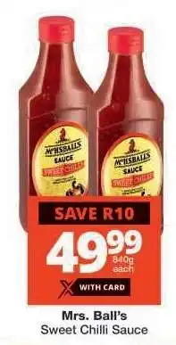 Checkers MRS BALL'S SWEET CHILLI SAUCE offer