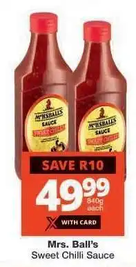 Checkers MRS BALL'S SWEET CHILLI SAUCE offer