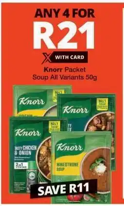 Checkers KNORR PACKET SOUP all variants 50g offer