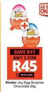 Checkers Kinder Joy Egg Surprise Chocolate 20g offer