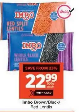 Checkers IMBO Brown / Black / Red Lentils offer