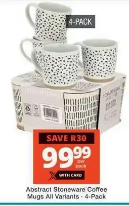 Checkers Abstract Stoneware Coffee Mugs All Variants - 4-Pack offer