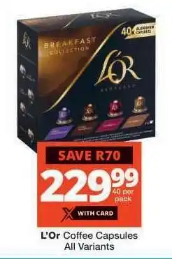 Checkers L'OR Coffee Capsules offer