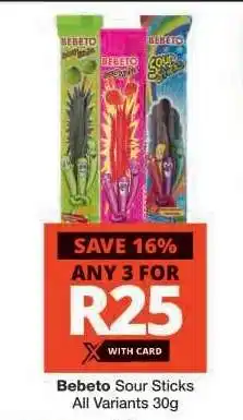 Checkers Bebeto Sour Sticks offer