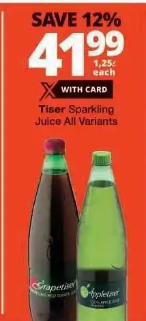 Checkers Tiser Sparkling Juice All Variants offer