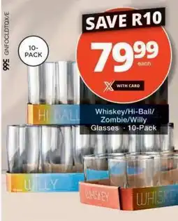 Checkers Whiskey/Hi Ball/Zombie/Willy Glasses - 10-Pack offer