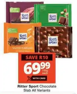 Checkers Ritter Sport Chocolate Slab All Variants offer