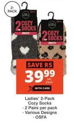 Checkers Ladies 2-Pack Cozy Socks offer