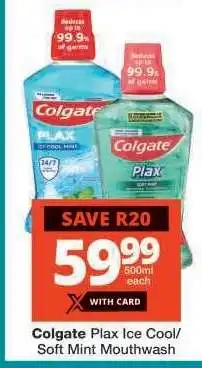 Checkers Colgate Plax Ice Cool/Soft Mint Mouthwash offer