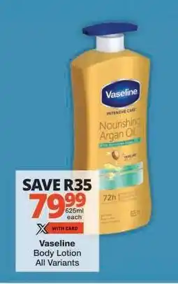 Checkers VASELINE BODY LOTION offer