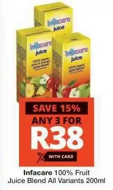 Checkers INFACARE 100% FRUIT JUICE BLEND offer