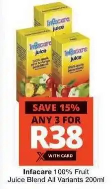 Checkers INFACARE 100% FRUIT JUICE BLEND offer