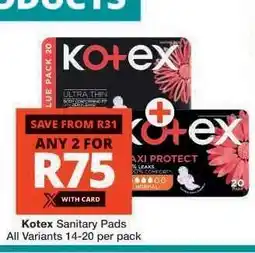 Checkers KOTEX SANITARY PADS offer