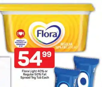 Flora Light 40% or Regular 50% Fat Spread 1kg Tub Each