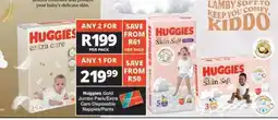 Checkers Huggies Gold Jumbo Pack/Extra Care Disposable Nappies/Pants offer