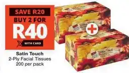 Checkers SATIN TOUCH 2-PLY FACIAL TISSUES offer