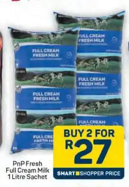Pick n Pay Hypermarket PnP Fresh Full Cream Milk 1 Litre Sachet offer