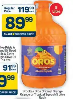 Pick n Pay Hypermarket Brookes Oros Original Orange or Tropical Squash 5 Litre offer