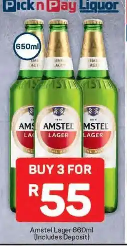 Pick n Pay Hypermarket Amstel Lager 660ml offer