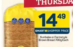 Pick n Pay Hypermarket Sunbake or Farmstyle Brown Bread 700g offer