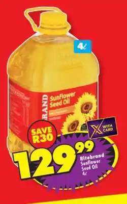 Shoprite Ritebrand Sunflower Seed Oil 4ℓ offer