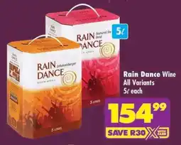 Shoprite RAIN DANCE WINE all variants offer