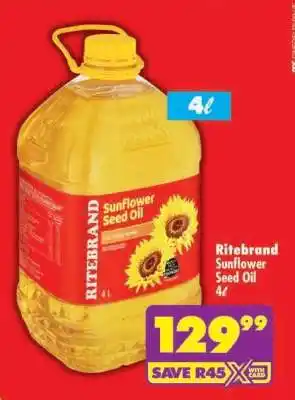 Shoprite Ritebrand Sunflower Seed Oil 4ℓ offer