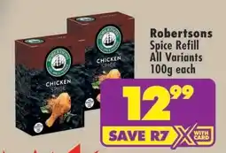 Shoprite ROBERTSONS SPICE REFILL all variants 100g each offer