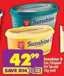 Shoprite SUNSHINE D LITE/ORIGINAL FAT SPREAD 1kg each offer