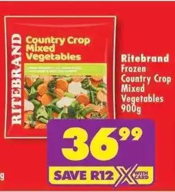 Shoprite RITEBRAND FROZEN COUNTRY CROP MIXED VEGETABLES 900g offer
