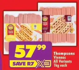 Shoprite THOMPSONS VIENNAS all variants 1kg each offer