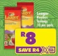 Shoprite LAAGER ROOIBOS TEABAGS 10 per pack offer