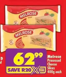 Shoprite Melrose Processed Cheese Slices 400g each offer