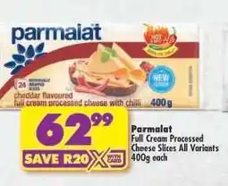 Shoprite PARMALAT FULL CREAM PROCESSED CHEESE SLICES all variants 400g each offer