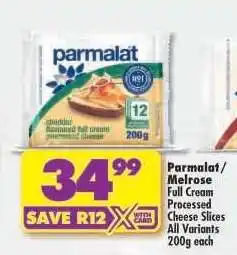 Shoprite Parmalat/Melrose Full Cream Processed Cheese Slices offer