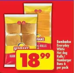 Shoprite Sunbake Everyday White Hot dog Rolls/Hamburger Buns 6 per pack offer