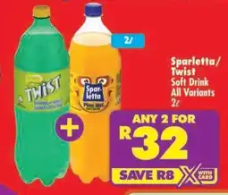 Shoprite Sparletta/Twist Soft Drink All Variants 2ℓ offer