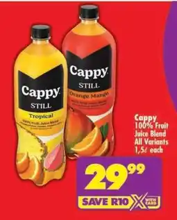Shoprite Cappy 100% Fruit Juice Blend All Variants 1,5ℓ each offer