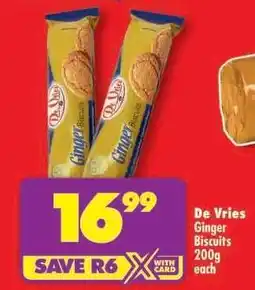 Shoprite De Vries Ginger Biscuits 200g offer